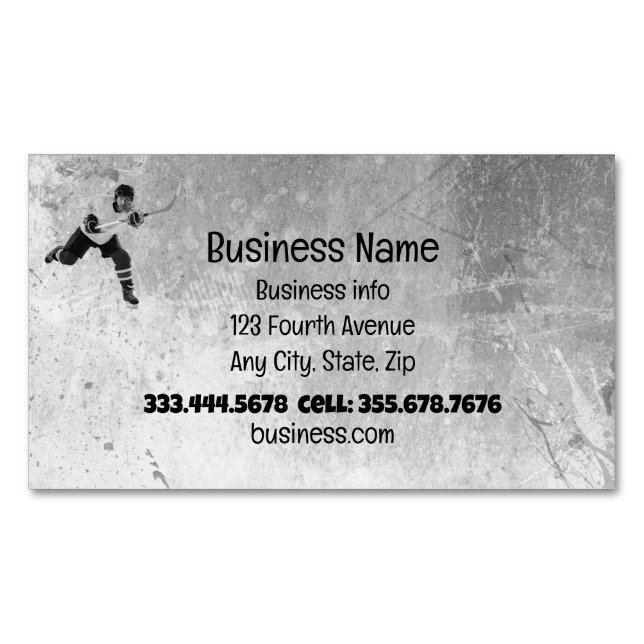 Ice Hockey Sport Player Business Card Magnet (Front)