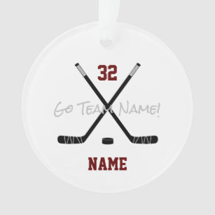 Ice Hockey Sports Team Custom Text Photo Ornament