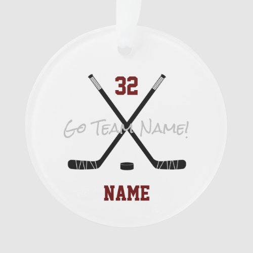 Ice Hockey Sports Team Custom Text Photo Ornament