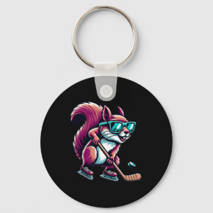 Ice Hockey Squirrel Cool Gles Skating  Keychain