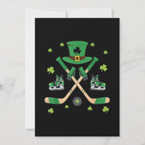 Ice Hockey St Patricks Day Cute Gift Goalie Clover Invitation