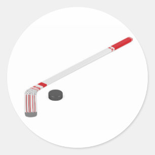 Ice hockey stick and puck classic round sticker