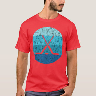 Ice Hockey Stick Hockey Sport Retro Vintage Ocean  T-Shirt