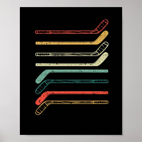 Ice hockey stick player fans silhouette winter poster