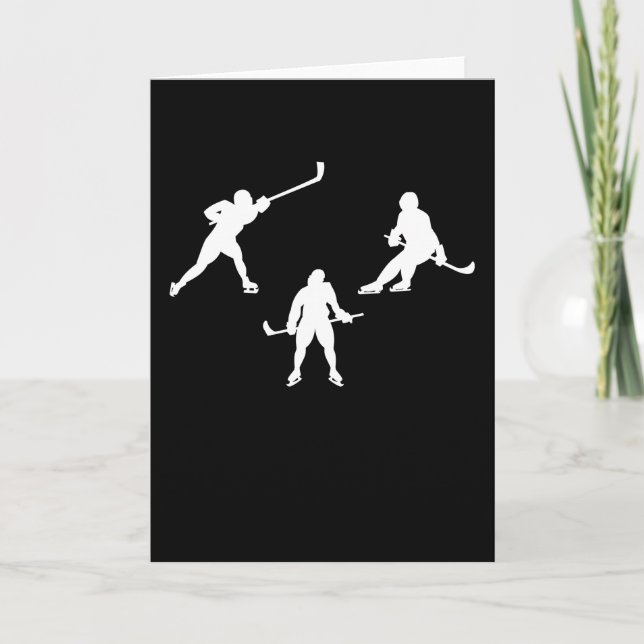 Ice hockey stick player silhouette cool sport gift card (Front)
