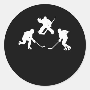 Ice hockey stick player silhouette cool sport gift classic round sticker