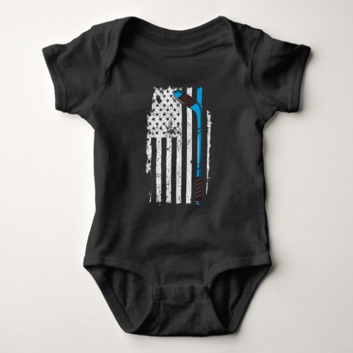 Ice Hockey Stick US American Flag Baby Bodysuit
