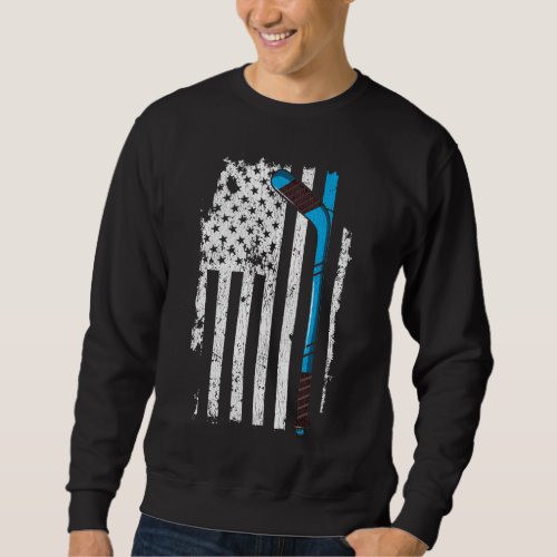 Ice Hockey Stick US American Flag Sweatshirt