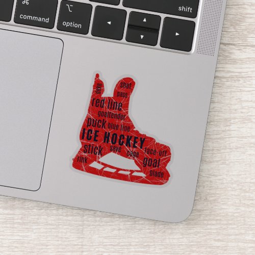 Ice hockey sticker _ red skates with words