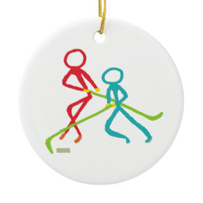 Ice Hockey Stickmen Ceramic Ornament