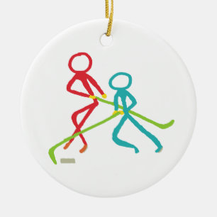 Ice Hockey Stickmen Ceramic Ornament