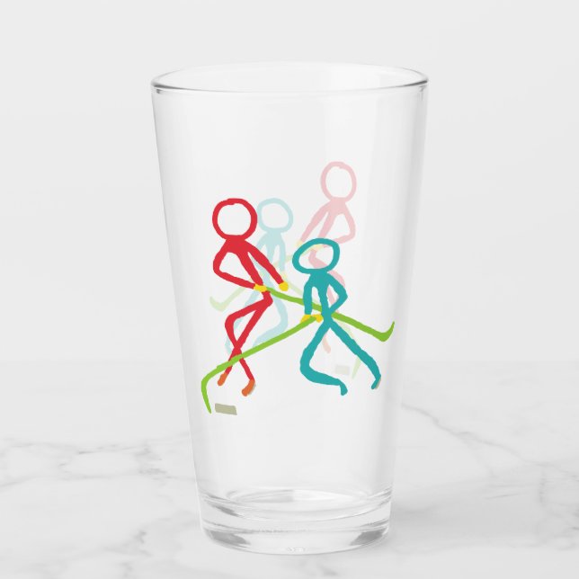 Ice Hockey Stickmen Glass (Front)