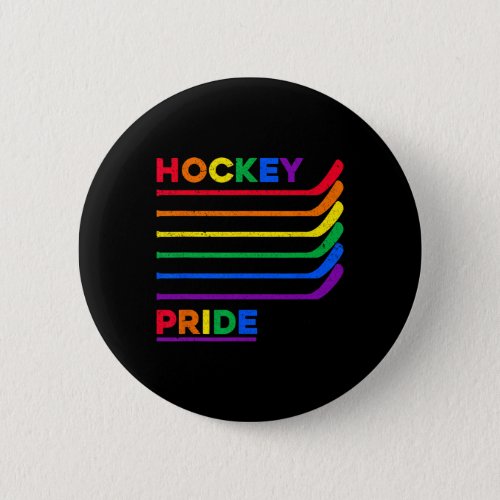 Ice Hockey Sticks Lgbtq Rainbow Color Gay Pride Mo Button