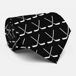 Ice Hockey Sticks Pattern Black Background Neck Tie