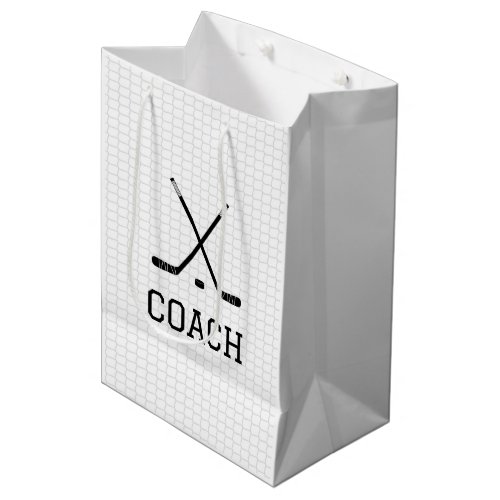Ice Hockey Sticks Puck Net Team Player Coach Medium Gift Bag