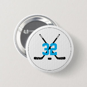 Ice Hockey Sticks Puck Player Number Team Color Button