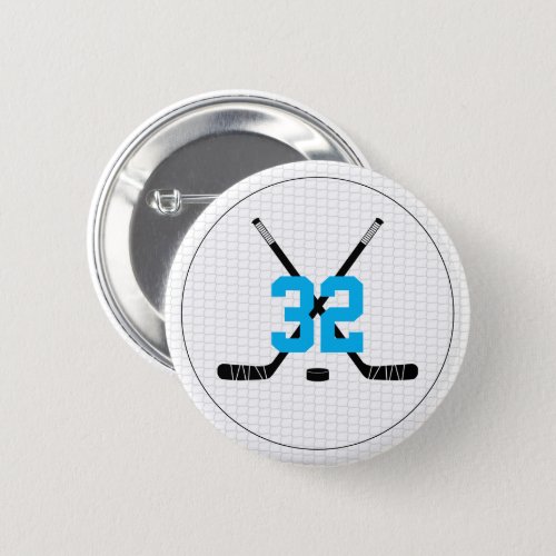 Ice Hockey Sticks Puck Player Number Team Color Button