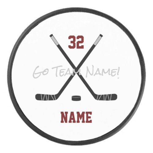 Ice Hockey Sticks Team Custom Player Name Number Hockey Puck
