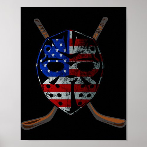 Ice Hockey Sticks Usa American Flag Ice Hockey Pla Poster