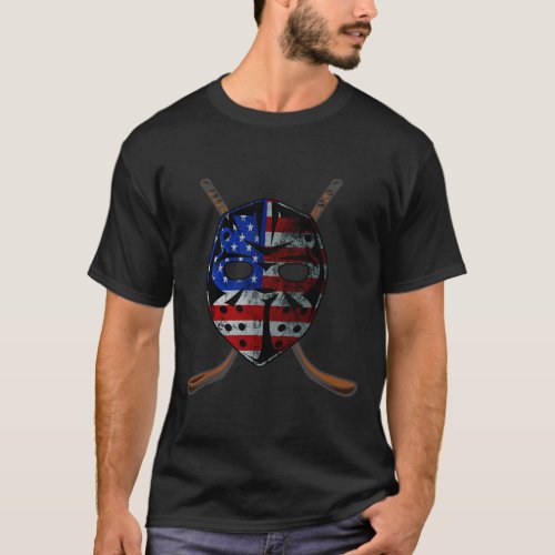 Ice Hockey Sticks Usa American Flag Ice Hockey Pla T_Shirt