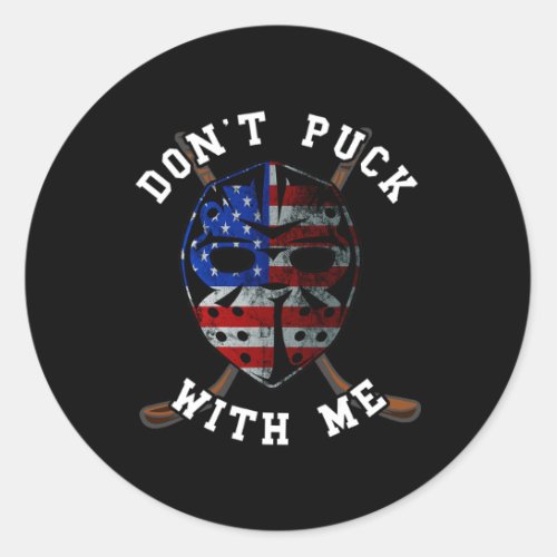 Ice Hockey Sticks Usa American Flag Play Hockey Ga Classic Round Sticker