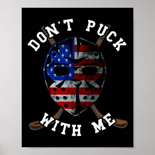 Ice Hockey Sticks Usa American Flag Play Hockey Ga Poster