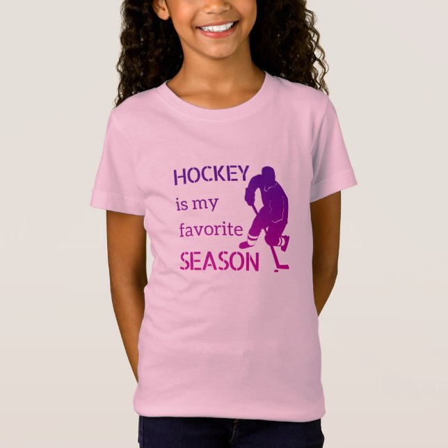Ice Hockey t-shirt Favorite season fan purple pink (Front)
