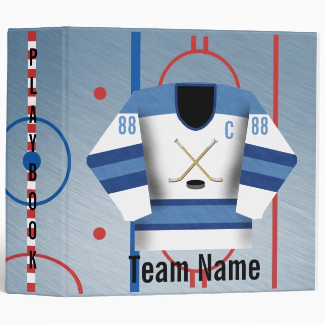 Ice Hockey Team Jersey Playbook Binder (Front/Spine)