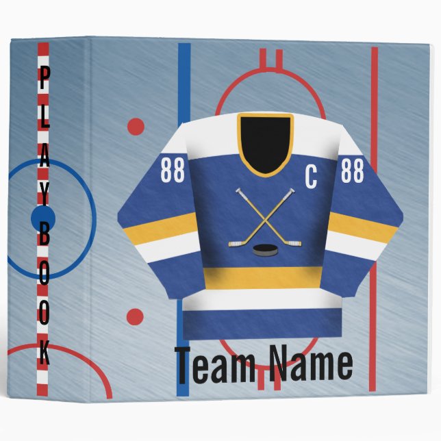 Ice Hockey Team Jersey Playbook Binder (Front/Spine)