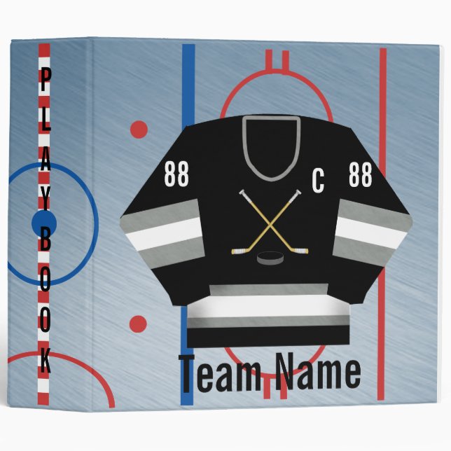 Ice Hockey Team Jersey Playbook Binder (Front/Spine)