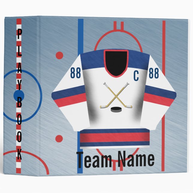 Ice Hockey Team Jersey Playbook Binder (Front/Spine)