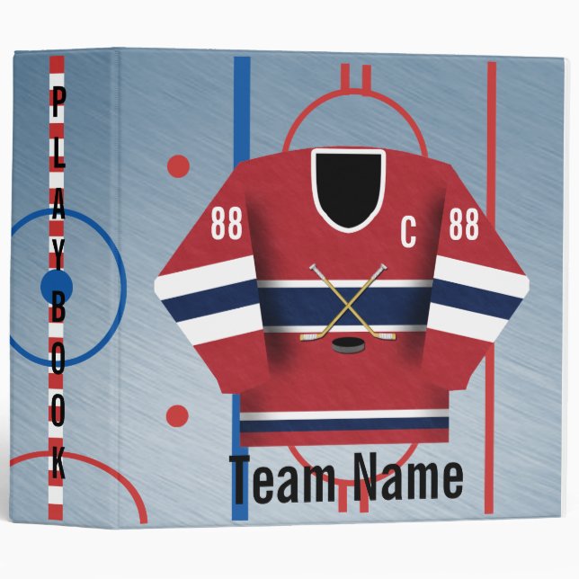 Ice Hockey Team Jersey Playbook Binder (Front/Spine)