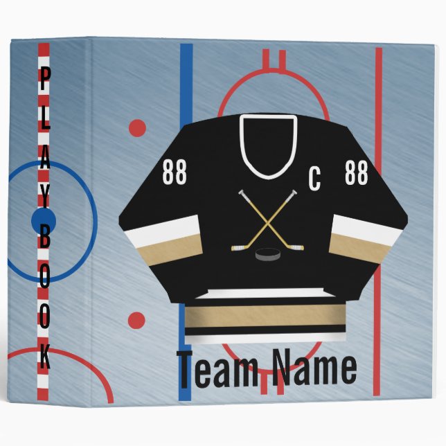 Ice Hockey Team Jersey Playbook Binder (Front/Spine)