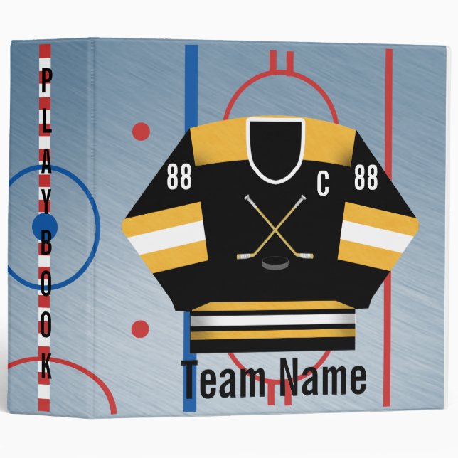 Ice Hockey Team Jersey Playbook Binder (Front/Spine)