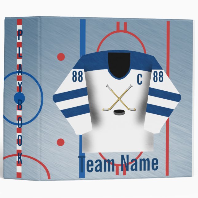 Ice Hockey Team Jersey Playbook Binder (Front/Spine)