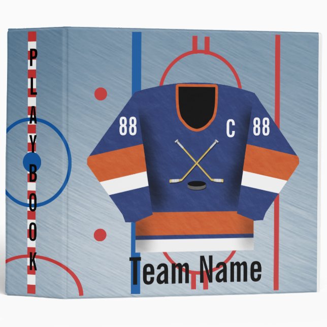 Ice Hockey Team Jersey Playbook Binder (Front/Spine)