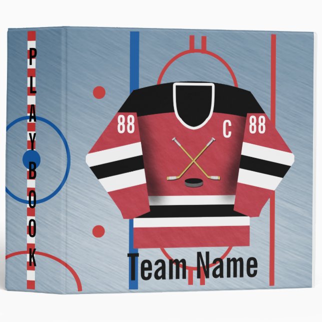 Ice Hockey Team Jersey Playbook Binder (Front/Spine)