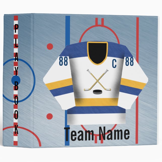 Ice Hockey Team Jersey Playbook Binder (Front/Spine)