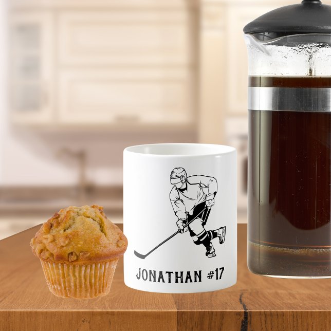 Ice Hockey Team Player Monogram Coffee Mug (Also available with goalie design. )