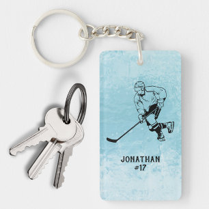 Ice Hockey Team Player Monogram Keychain