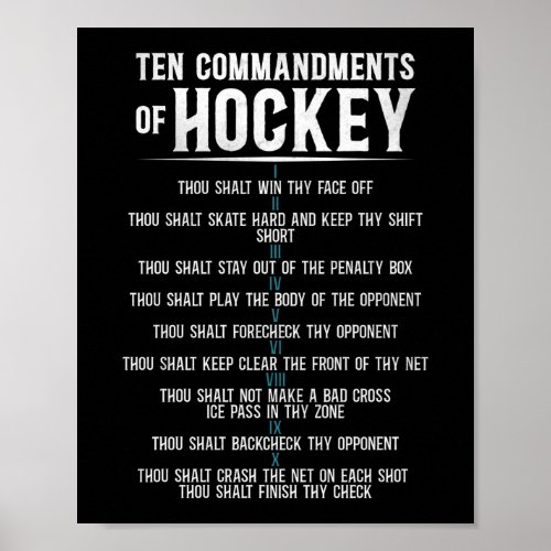 Ice Hockey Ten Commandments Of Hockey Vintage Poster
