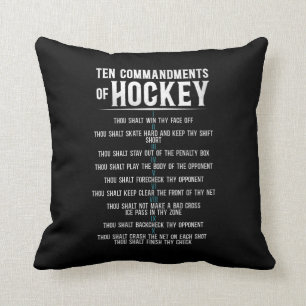 Ice Hockey Ten Commandments Of Hockey Vintage Throw Pillow