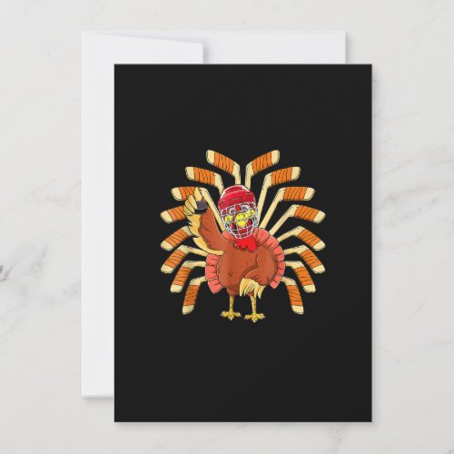 Ice Hockey Thanksgiving Turkey Playing Hockey Invitation