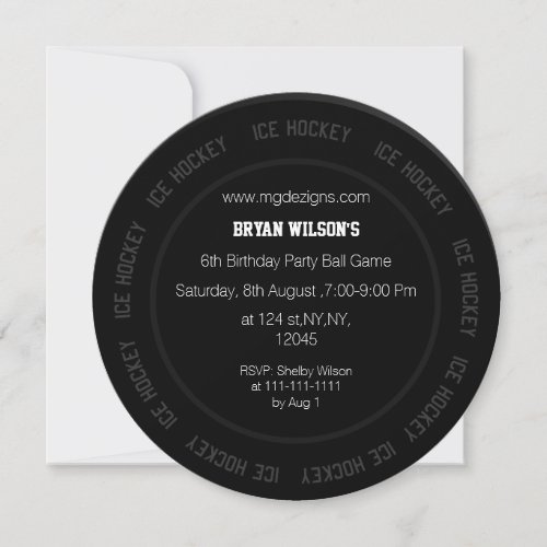 Ice Hockey theme Invitation