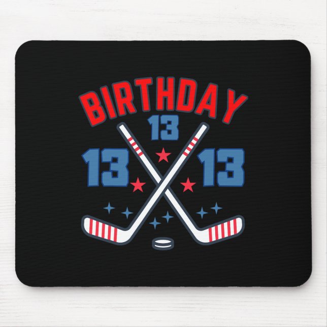 Ice Hockey Thirteen Birthday Boy 13th Party Boys A Mouse Pad (Front)