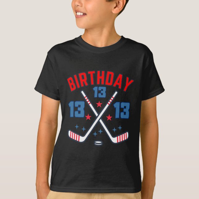 Ice Hockey Thirteen Birthday Boy 13th Party Boys A T-Shirt (Front)