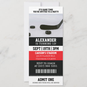 Ice Hockey Ticket Birthday Invitation