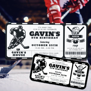 Ice Hockey Ticket Sport Editable Birthday Party Invitation