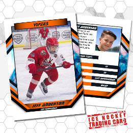 Ice Hockey Trading Card in Cool Orange White