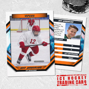Ice Hockey Trading Card in Cool Orange White